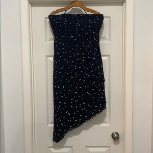 Kay unger mini dress strapless 10 navy polka dot